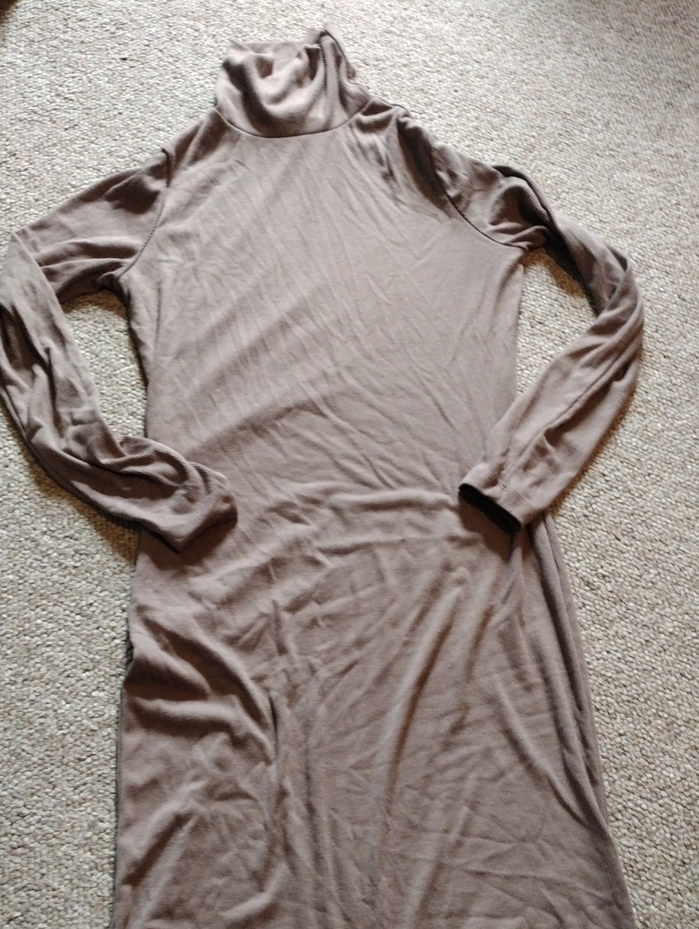 Turtleneck Long Sleeve Bodycon Dress - Taupe